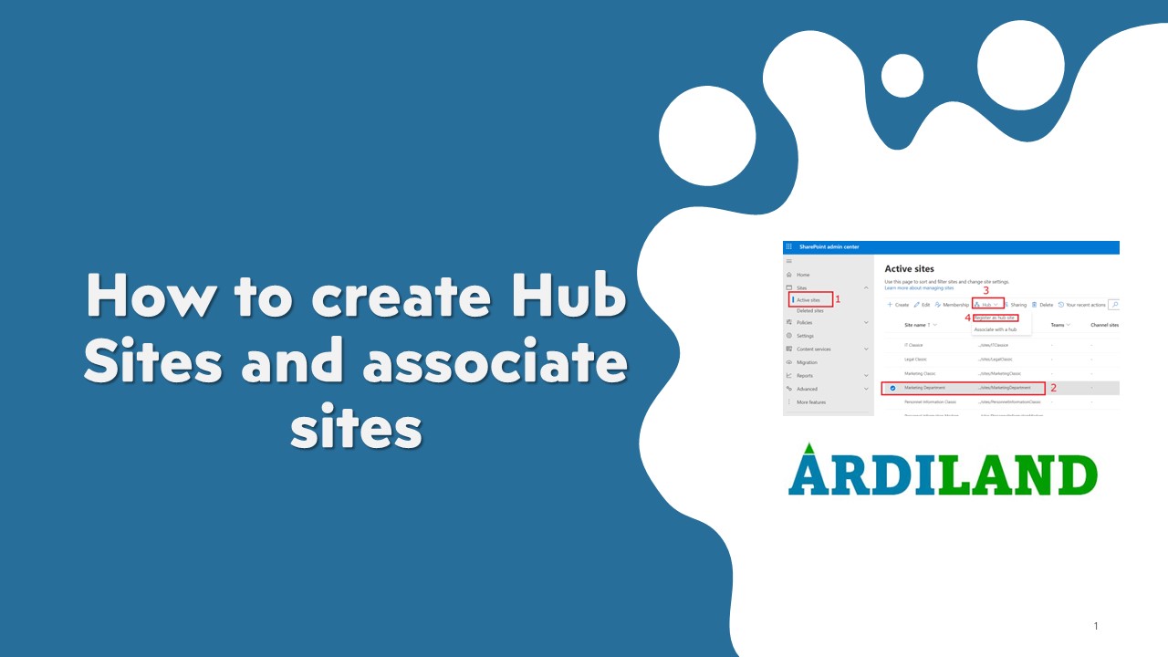 How to create Hub Sites and associate sites